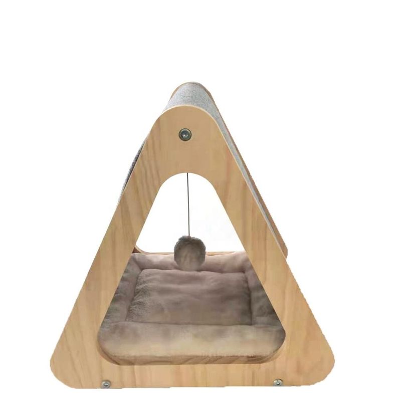 CARB Drewniane meble przyjazne dla kotów Składane łóżko dla kotów do drapania w jaskini filcowej