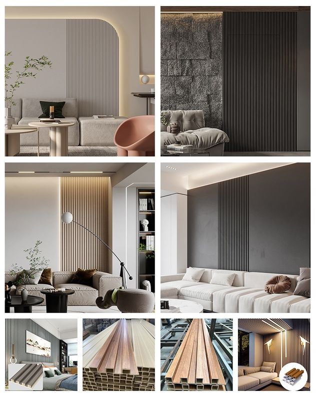 Home Decoration 160*24mm 3d karbowane panele ścienne Wpc okładziny Morden