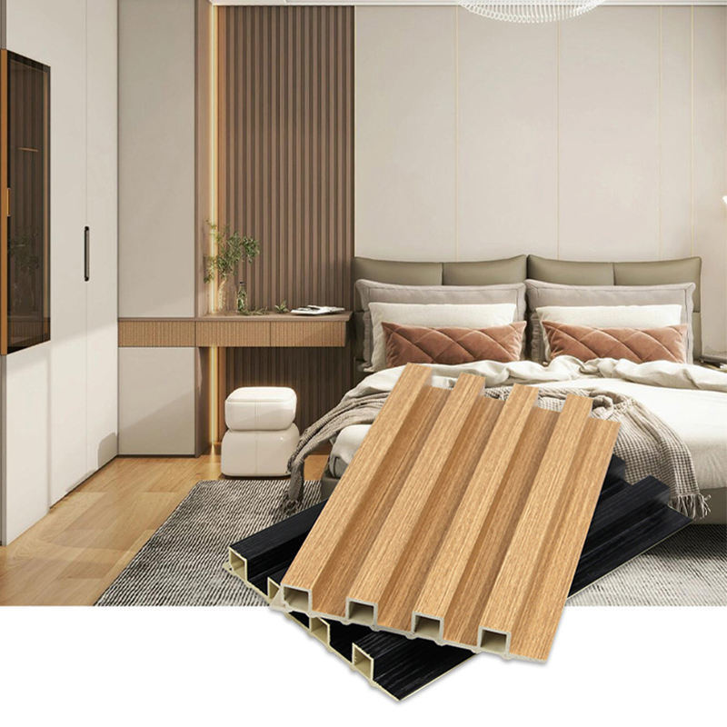 Nowoczesny wodoodporny panel ścienny WPC z rowkami, dekoracyjne panele ścienne do wnętrz