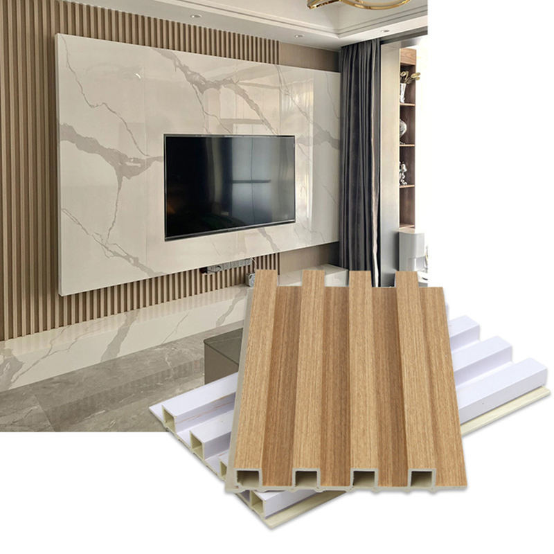 Nowoczesny wodoodporny panel ścienny WPC z rowkami, dekoracyjne panele ścienne do wnętrz