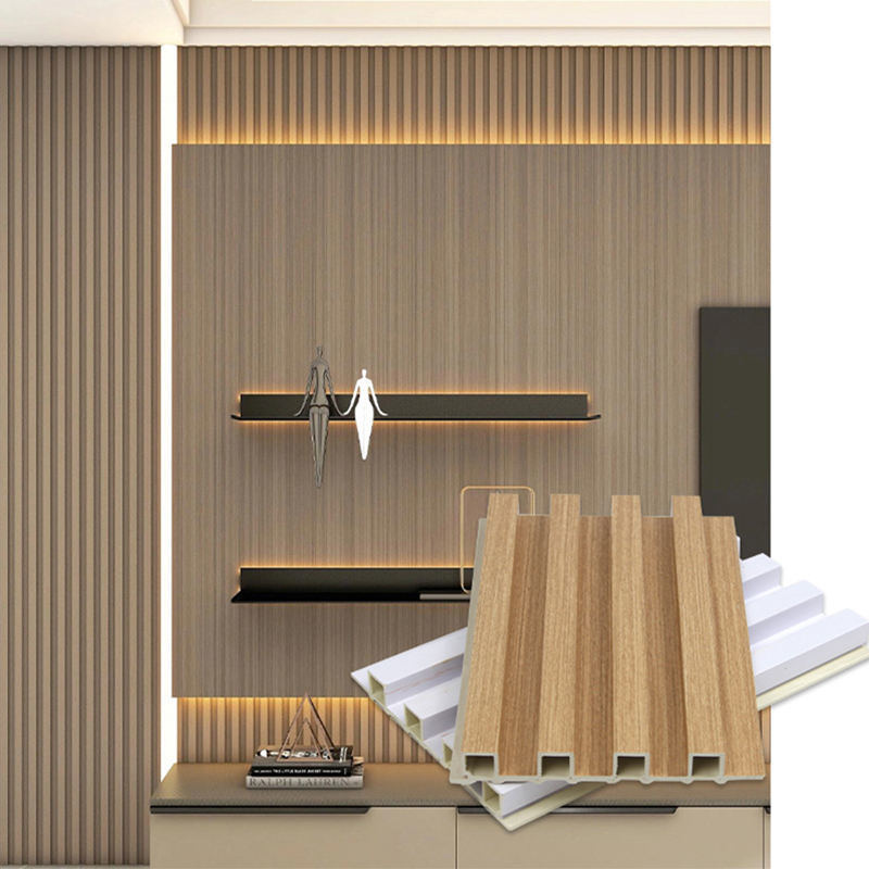 Nowoczesny wodoodporny panel ścienny WPC z rowkami, dekoracyjne panele ścienne do wnętrz