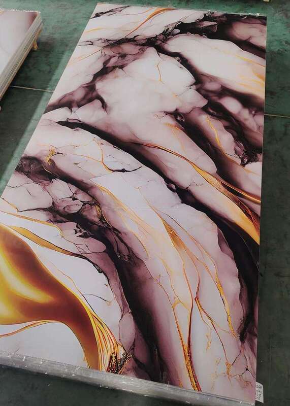 UV Marmurowy arkusz Nowoczesny pvc Panel ścienny wysokiej błyszczącej deski dekoracyjnej Plast do telewizora tło Wnętrze domu 1220x2440mm*3mm